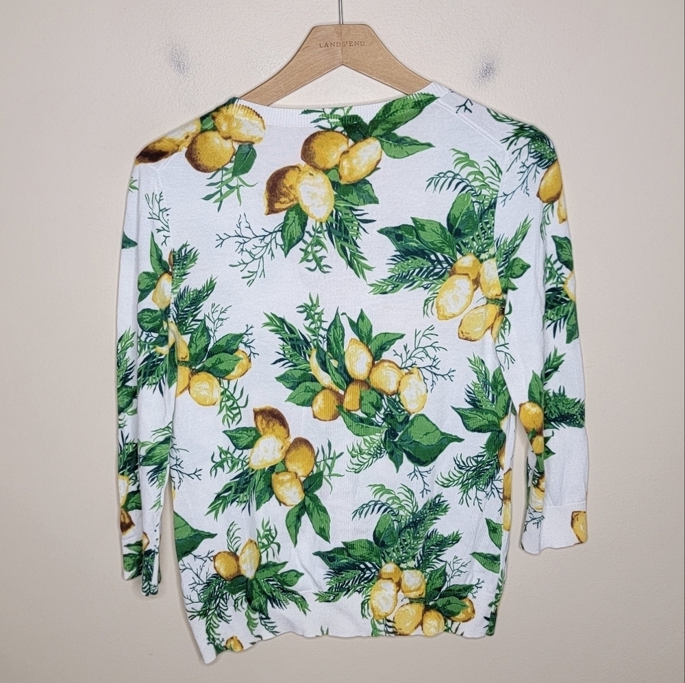 Talbots | Lemon Print V-neck Button Front 3/4 Sle… - image 5